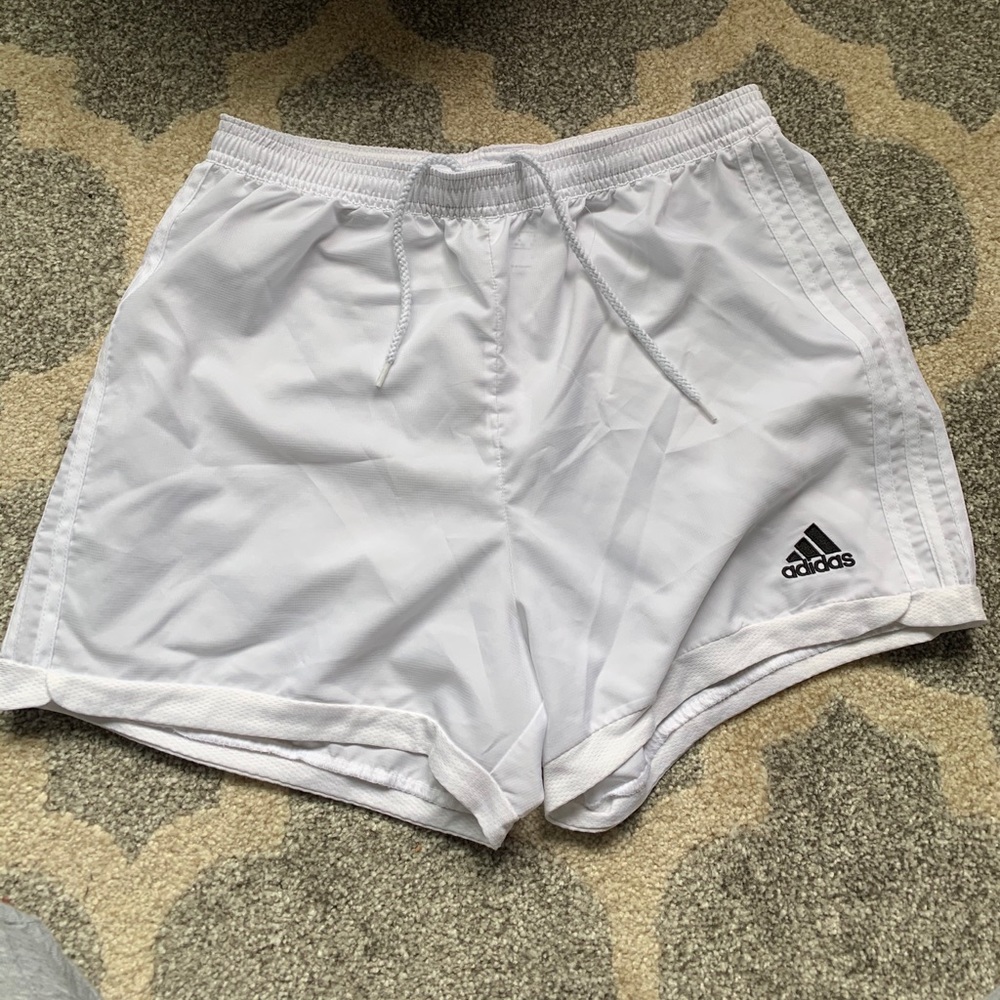 Adidas white soccer shorts